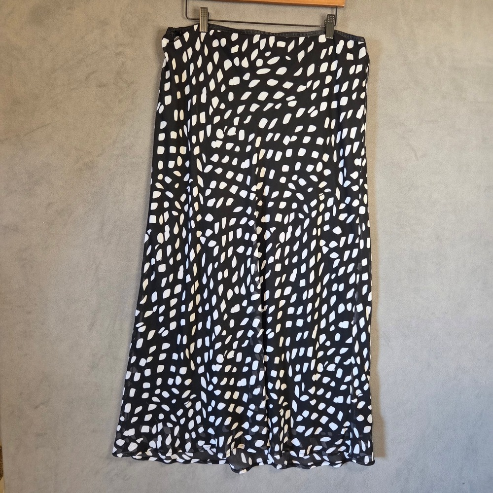 Cato Abstract Polka Dot Maxi Skirt Women's Size 18/20W Sheer Lined Office Flowy